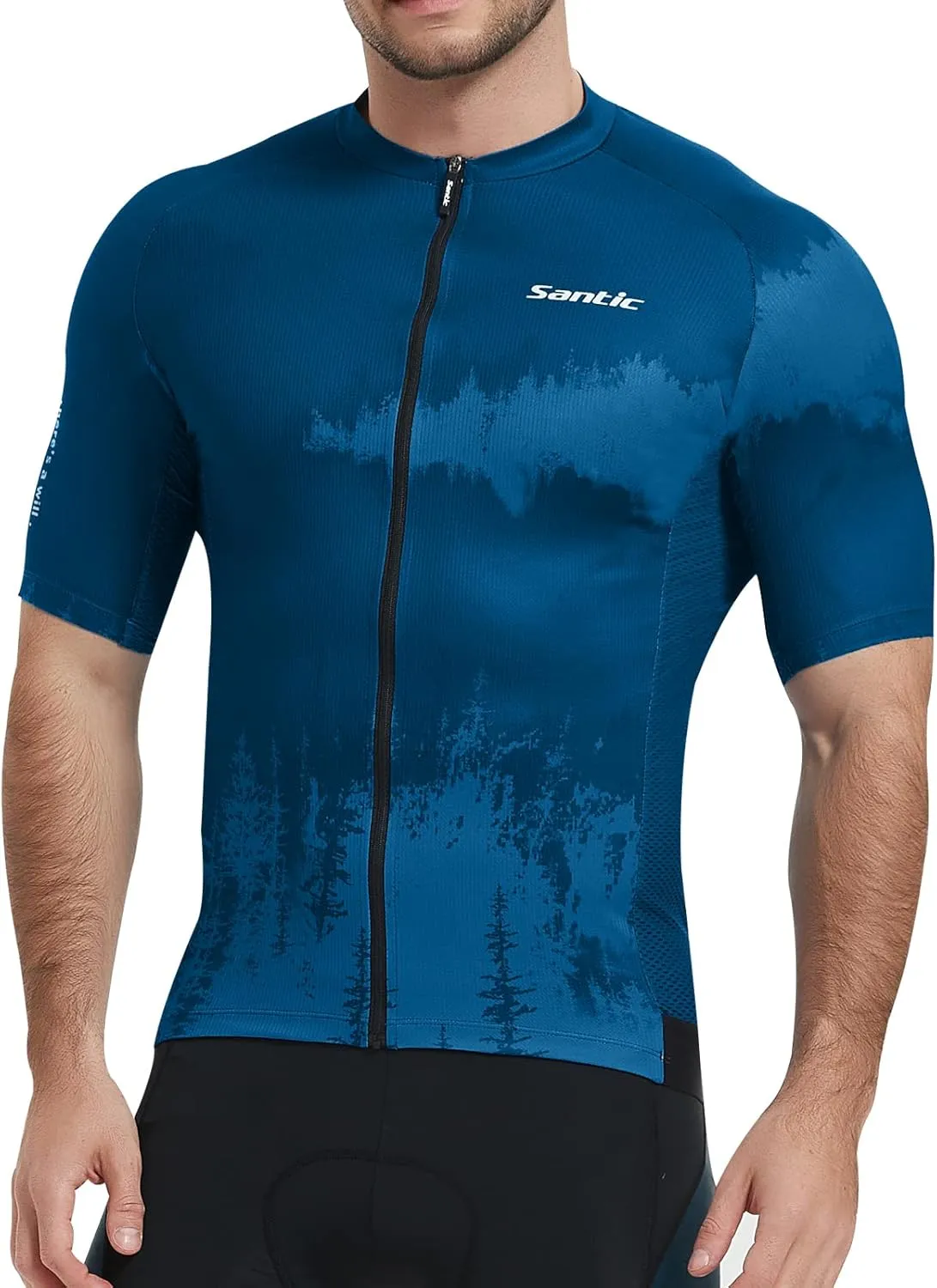 Santic Mens Cycling Jersey Short Sleeve Bike Shirts for Men Bicycle Jacket with Pockets Breathable & Quick Dry Yorkson