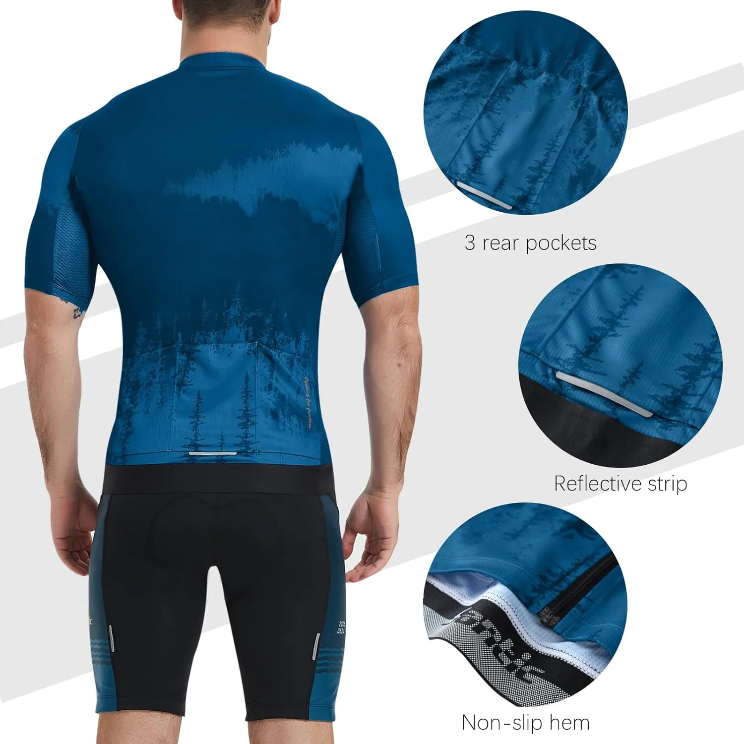 Santic Mens Cycling Jersey Short Sleeve Bike Shirts for Men Bicycle Jacket with Pockets Breathable & Quick Dry Yorkson