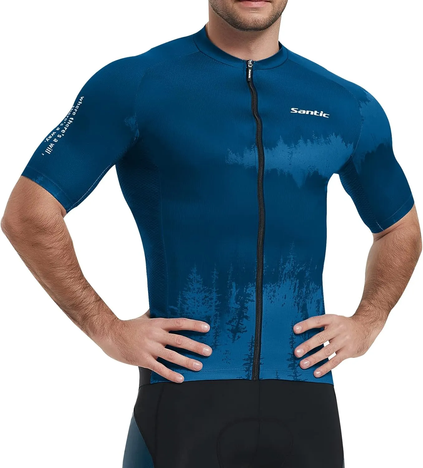 Santic Mens Cycling Jersey Short Sleeve Bike Shirts for Men Bicycle Jacket with Pockets Breathable & Quick Dry Yorkson