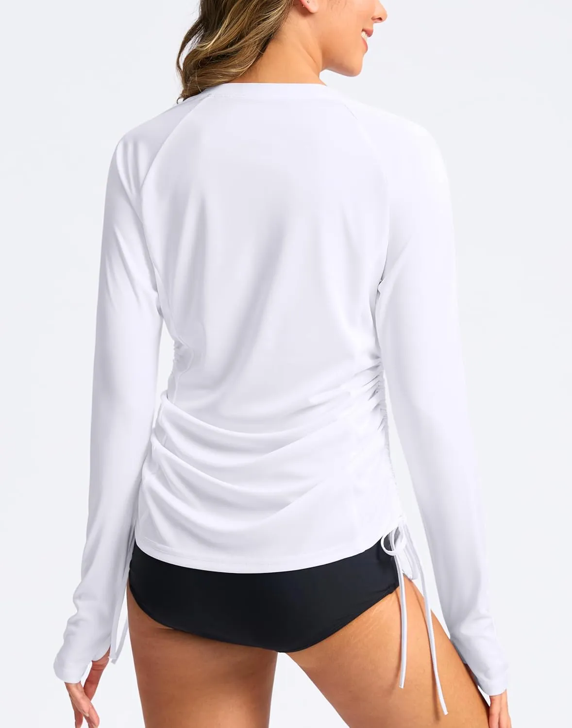 SANTINY Women's Rash Guard UPF50  SPF Long Sleeve Swimsuits Top UV Sun Protection Swim Shirts for Woman with Zip