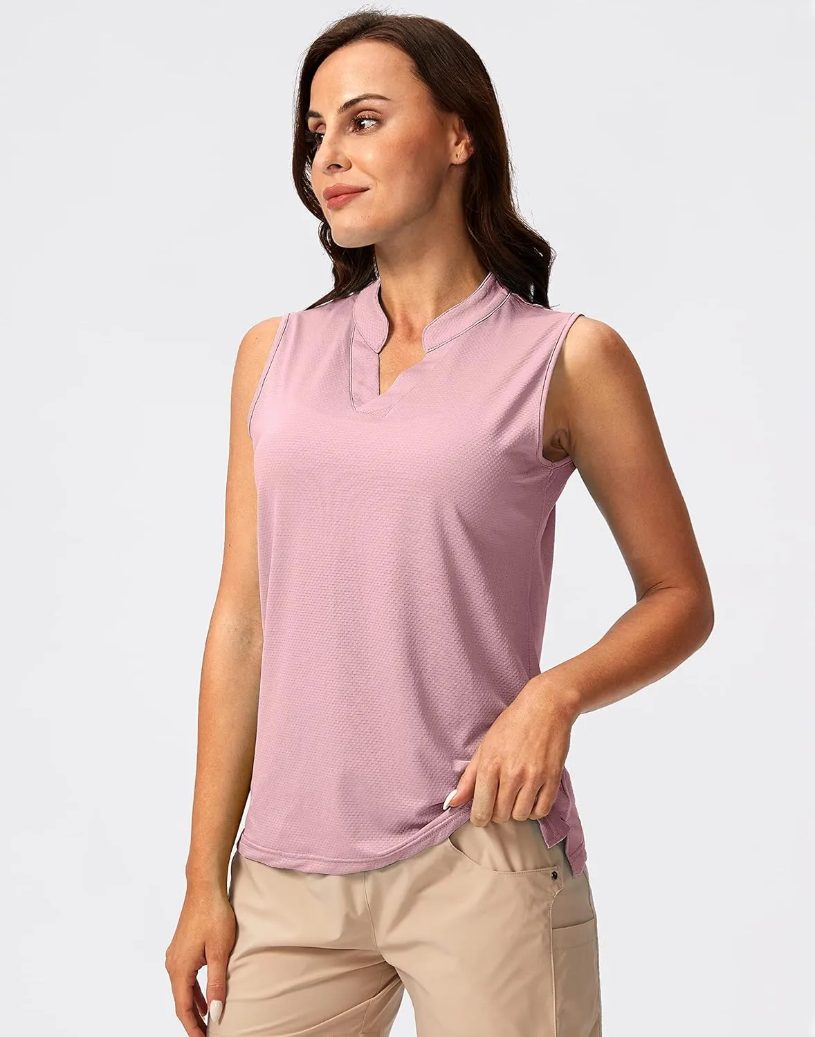 SANTINY Women's Sleeveless Golf Shirt V-Neck Lightweight Quick Dry Tennis Tank Tops Golf Polo Shirts for Women