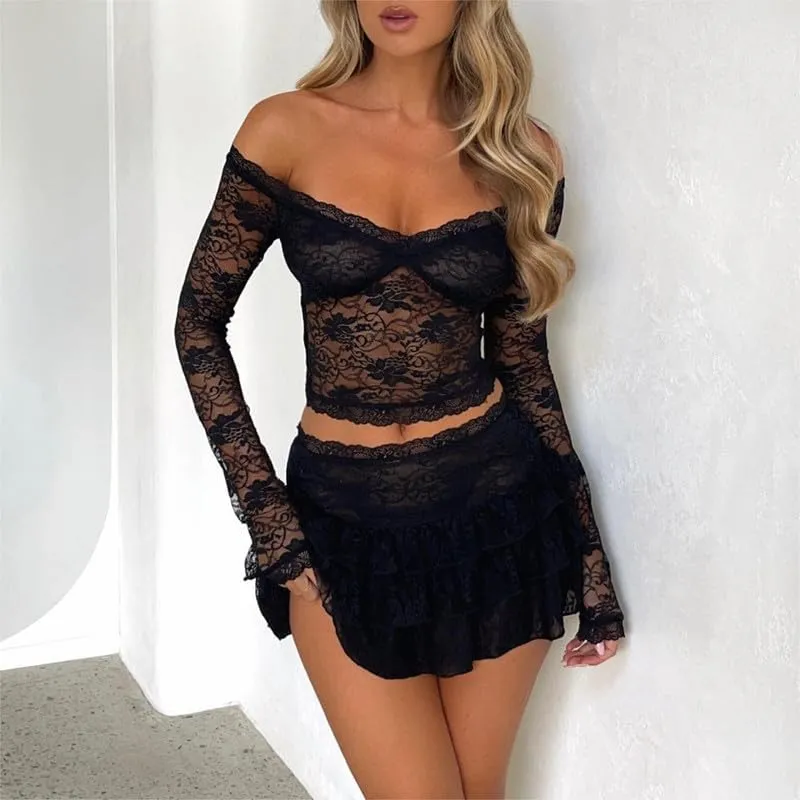 Sastianaen Women Sexy Mini Skirt Set Y2k Strapless Tube Top Bodycon Skirt 2 Piece Outfits Dress Solid Party Club Streetwear