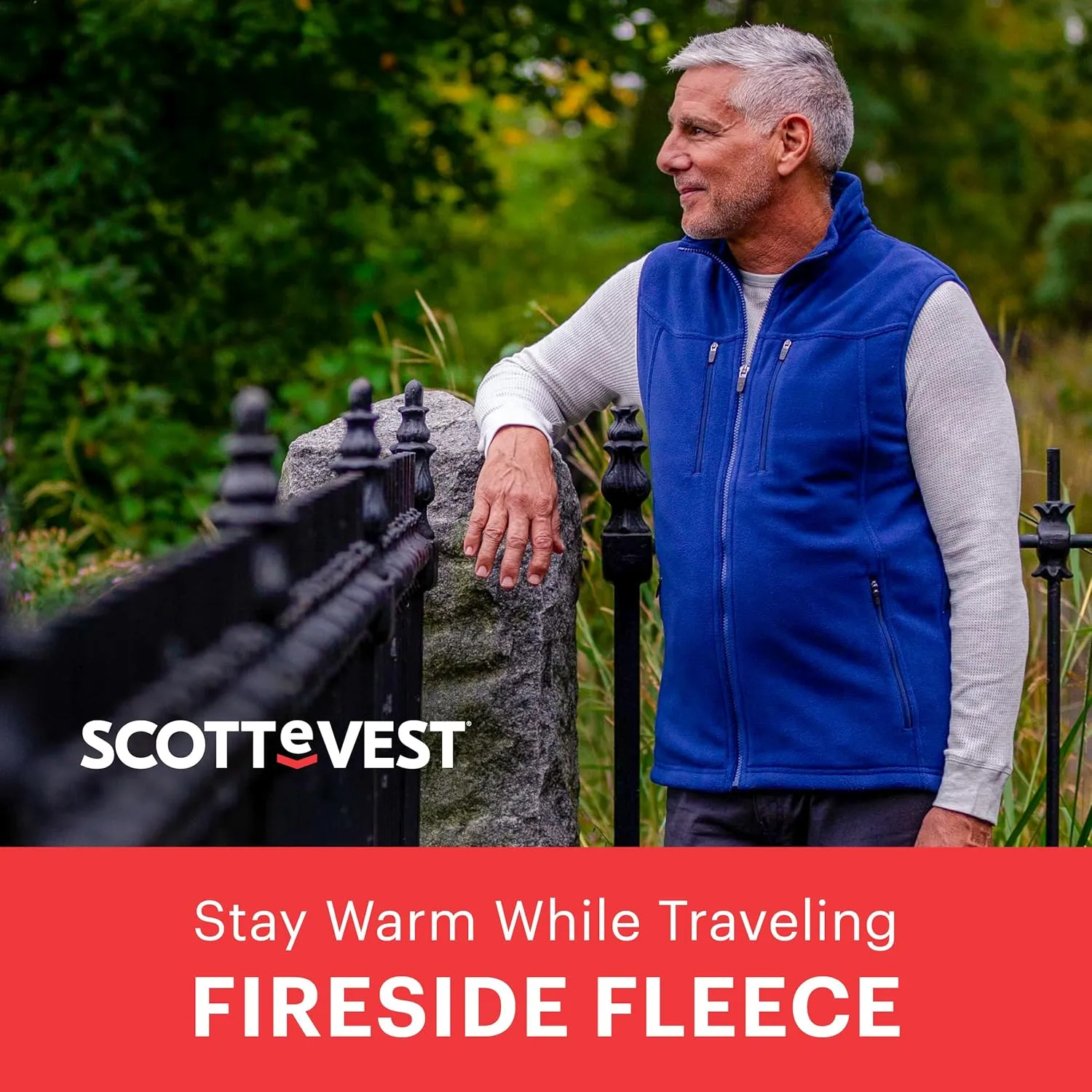 SCOTTeVEST Fireside Fleece Vest for Men - 15 Hidden Pockets - Warm Wrinkle Resistant for Travel & More