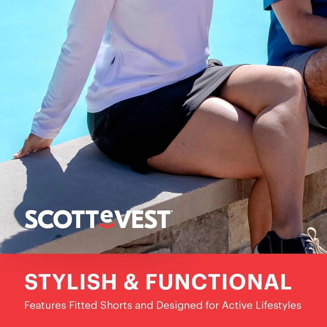 SCOTTeVEST Scarlett Skort for Women - 8 Hidden Pockets - Breathable Lightweight Workout Skirt for Travel & More