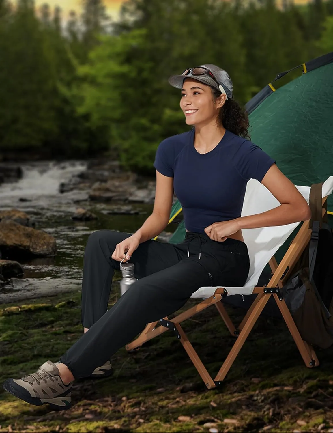 Seamaid Women's Hiking Pants Quick Dry Lightweight Travel Pants with Zipper Pockets Water Resistant for Outdoor Camping