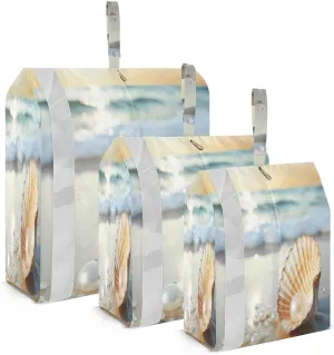 Seashell Filled with Pearl Packing Cubes for Suitcases 3 Set Lightweight Compression Luggage Packing Organizers for Carry on Suitcase Travel Accessories Luggage Organizer Bags Set