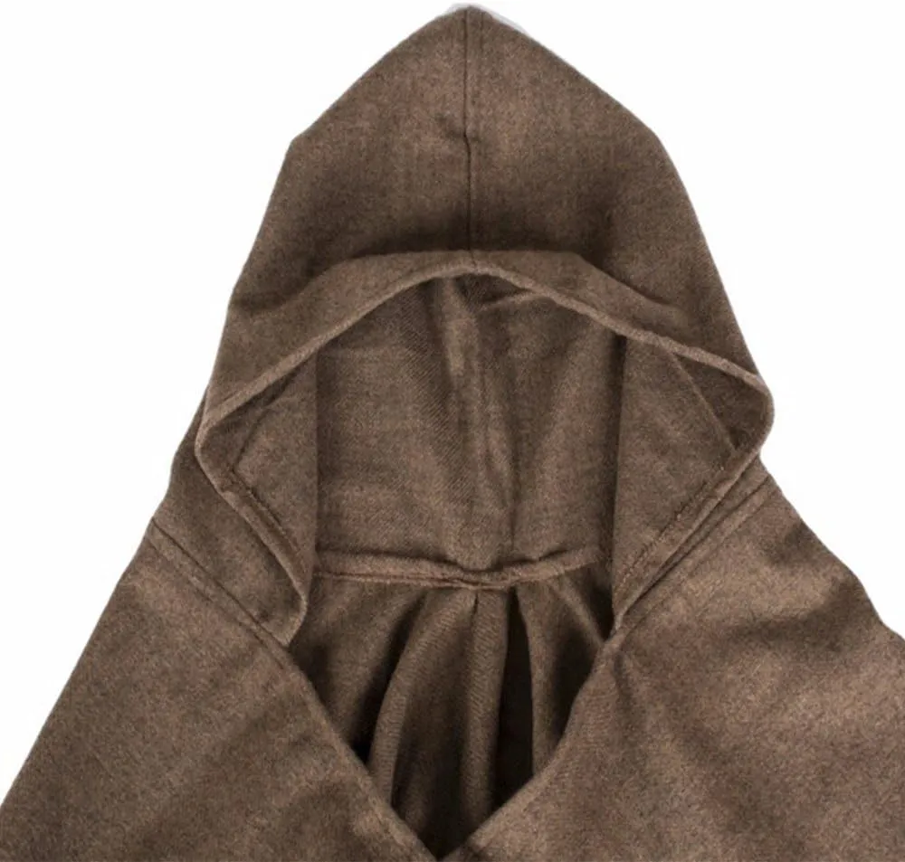 SEMATOMALA Women's Hooded Poncho Cape Winter Warm Open Front Tartan Tassel Trim Plus Size Wrap Shawl Cloak Cardigan Outwear