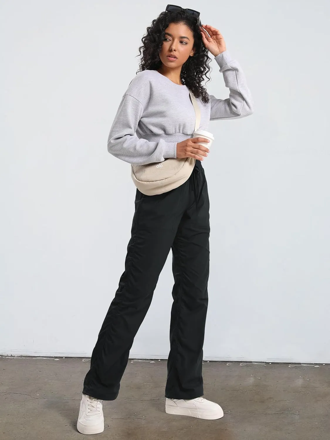 SEVEGO Women's 30"/32"/34"/36" Tall Inseam Lightweight Dance Studio Pants Ruched Workout Athletic Casual Pants