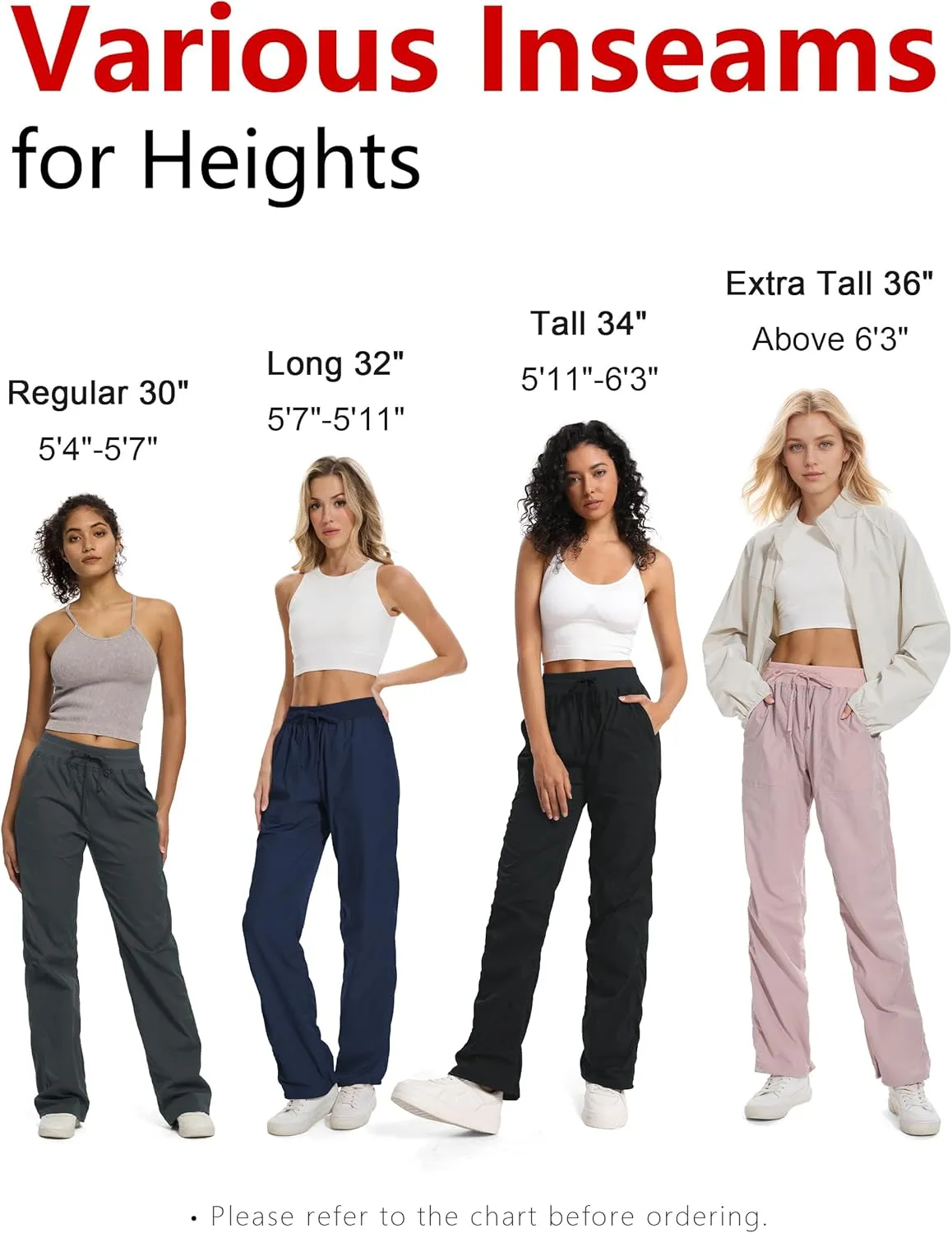 SEVEGO Women's 30"/32"/34"/36" Tall Inseam Lightweight Dance Studio Pants Ruched Workout Athletic Casual Pants