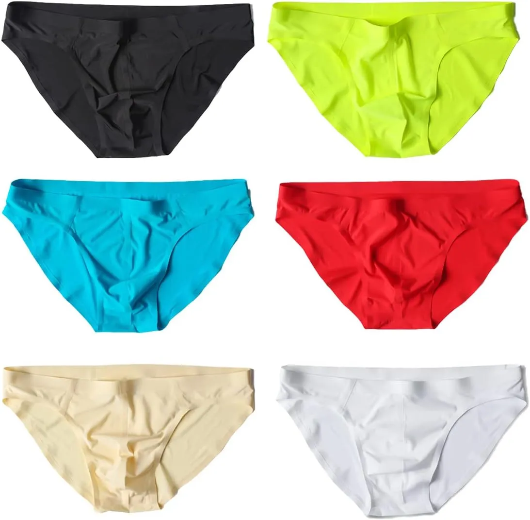 Sexy Men Ice Silk Underwear Seamless Bikini Pants Breathable Thin Men's Briefs U Convex Pouch Panties