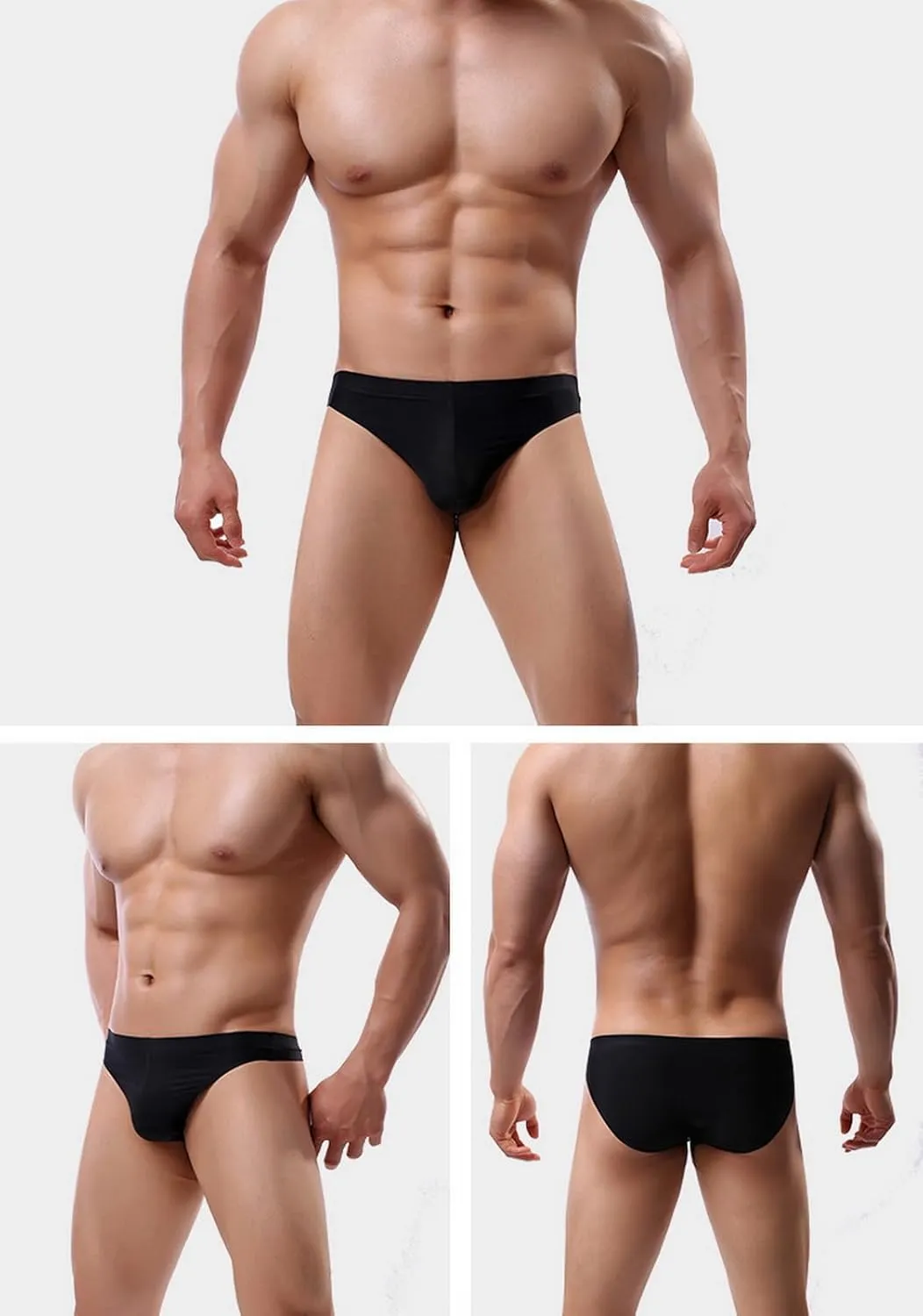 Sexy Men Ice Silk Underwear Seamless Bikini Pants Breathable Thin Men's Briefs U Convex Pouch Panties