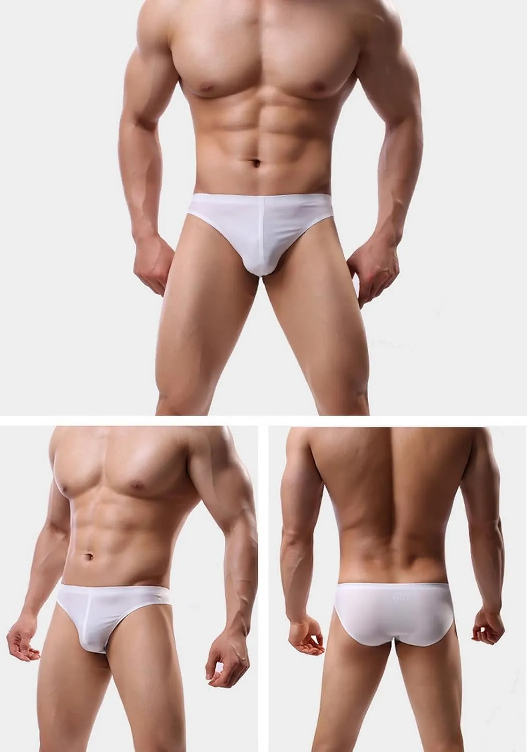 Sexy Men Ice Silk Underwear Seamless Bikini Pants Breathable Thin Men's Briefs U Convex Pouch Panties