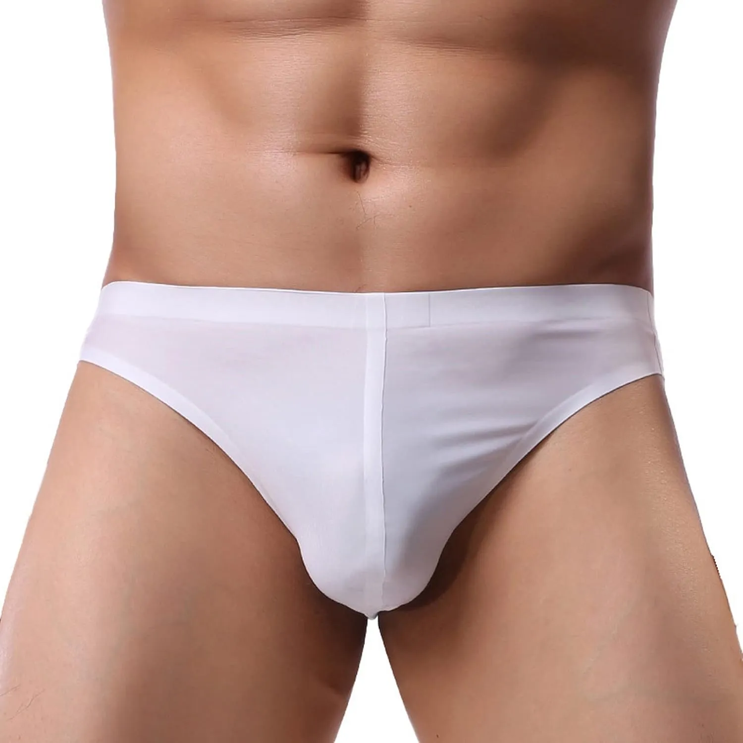 Sexy Men Ice Silk Underwear Seamless Bikini Pants Breathable Thin Men's Briefs U Convex Pouch Panties