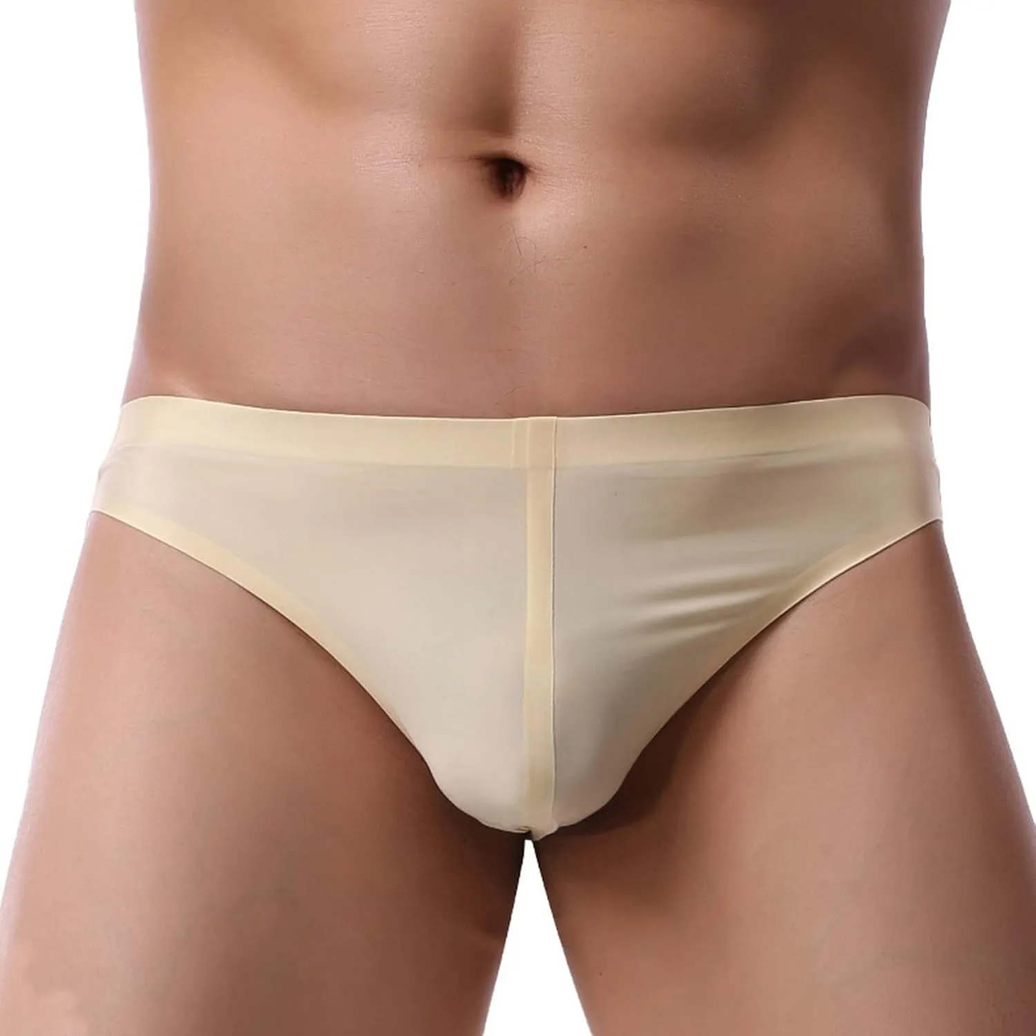 Sexy Men Ice Silk Underwear Seamless Bikini Pants Breathable Thin Men's Briefs U Convex Pouch Panties