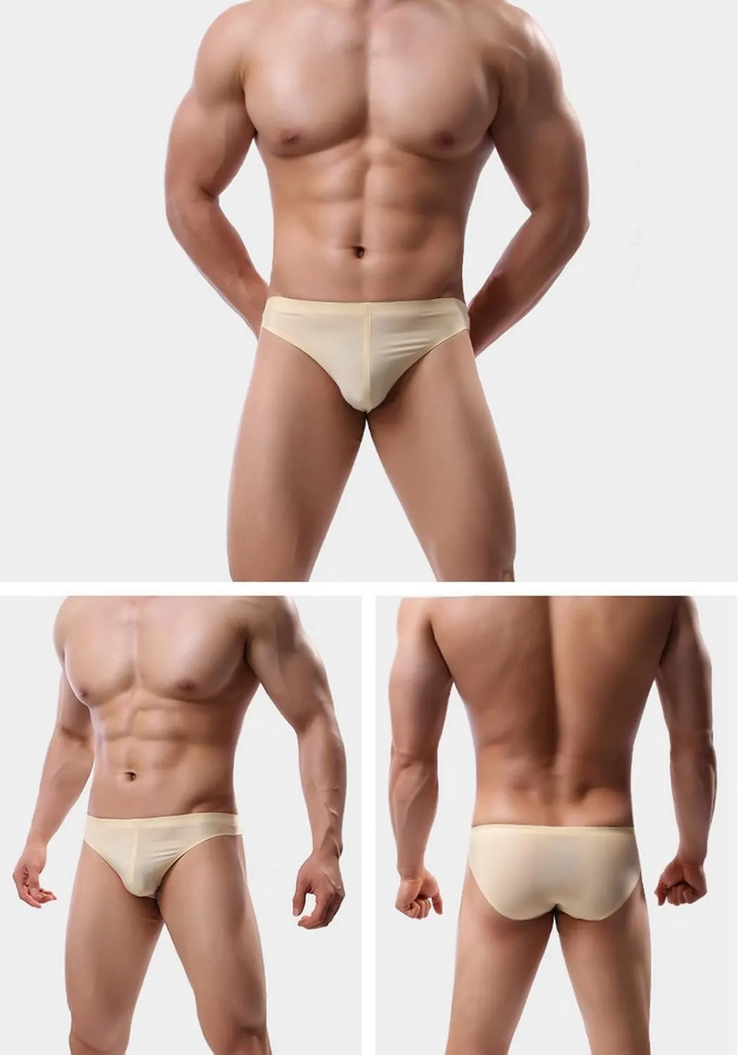 Sexy Men Ice Silk Underwear Seamless Bikini Pants Breathable Thin Men's Briefs U Convex Pouch Panties