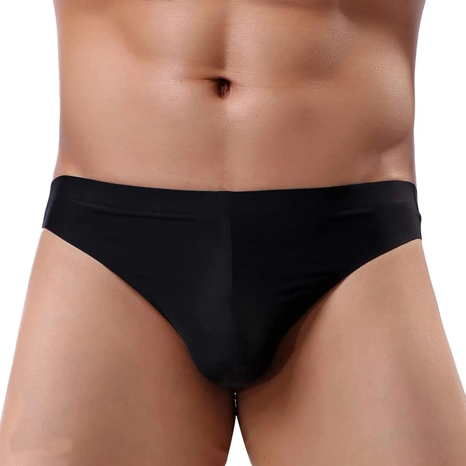 Sexy Men Ice Silk Underwear Seamless Bikini Pants Breathable Thin Men's Briefs U Convex Pouch Panties