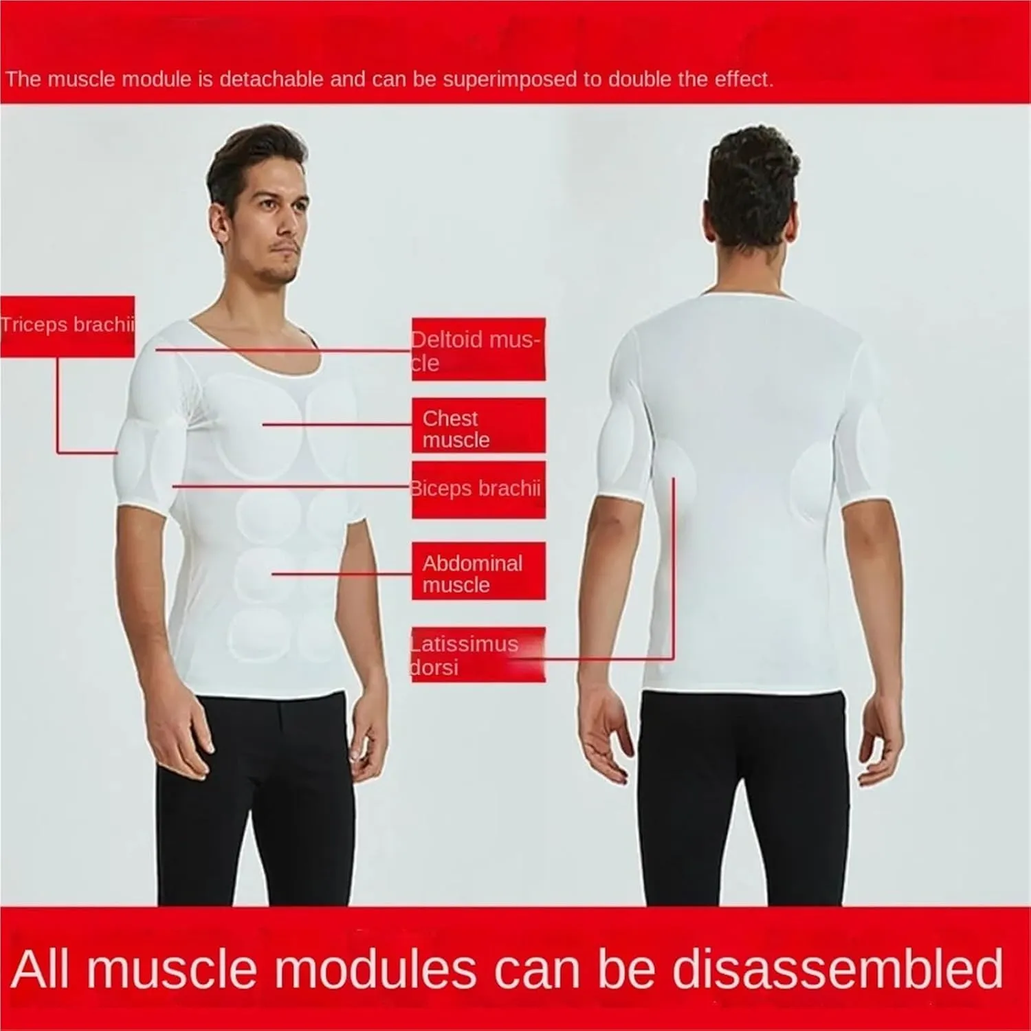 Shape Shirt Body Shaper Fake Muscle Enhancers ABS Invisible Pads Top Chest Shirts Soft Protection Fitness Muscular Undershirt