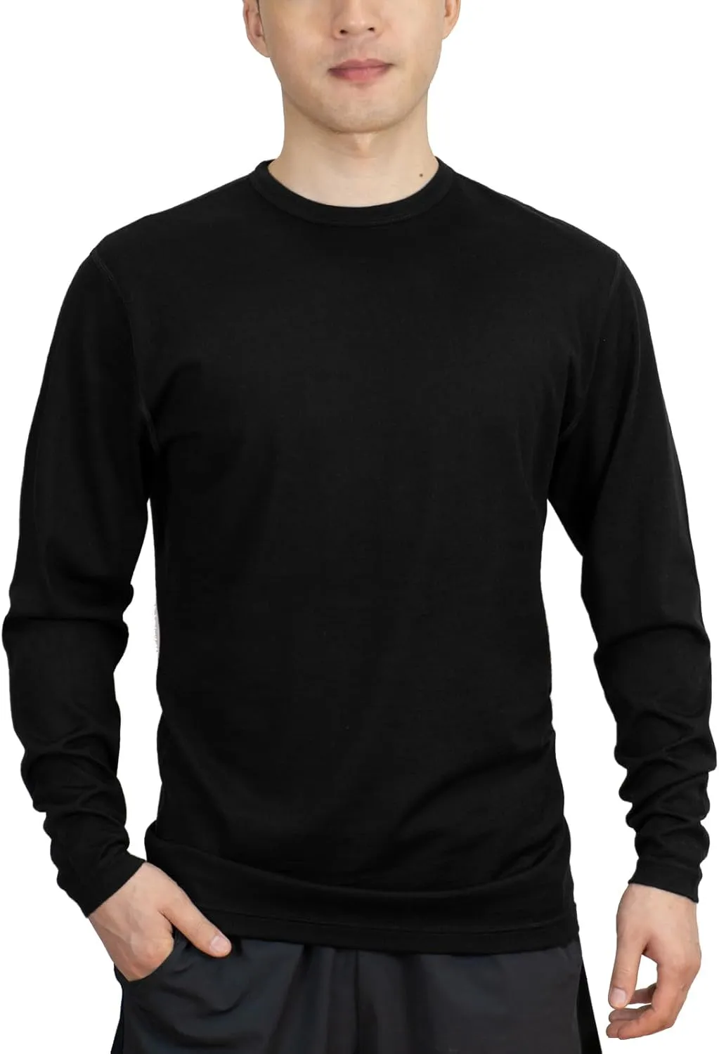 SHEEP RUN 100% Merino Wool Men's Wicking Breathable Base Layer Hiking Running Long Sleeve Shirt