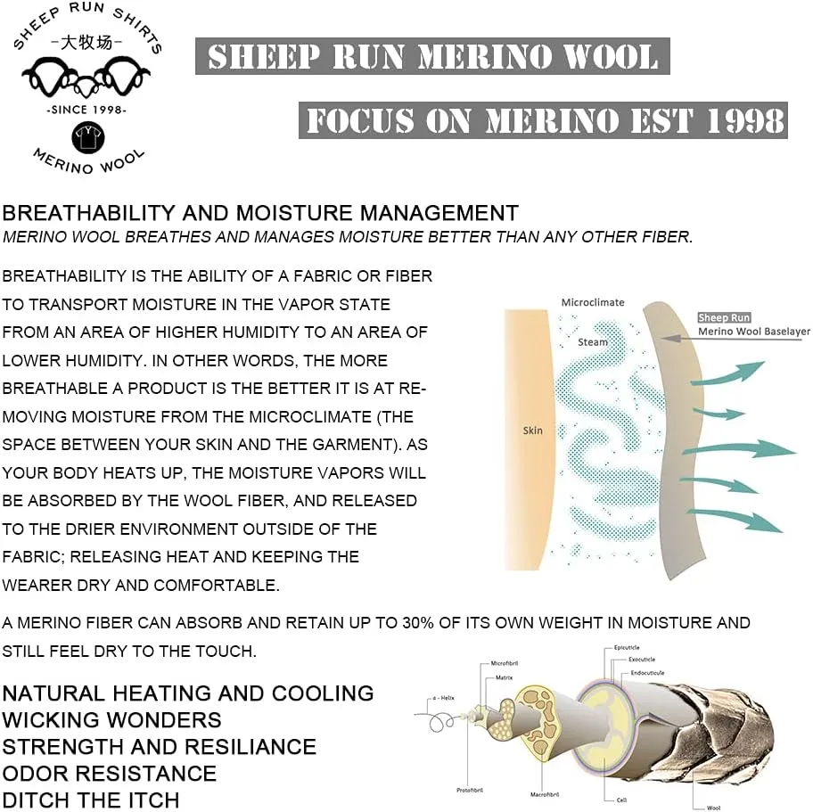 SHEEP RUN Womens Merino Wool T Shirt Breathable Wicking Hiking Yoga Loose Fit Base Layer Shirt
