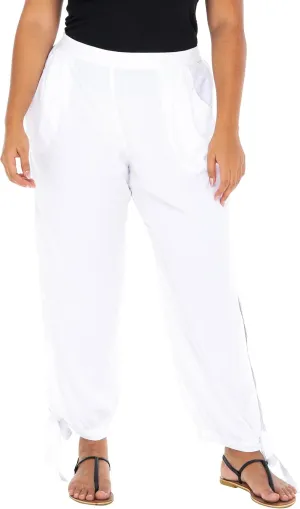 SHU-SHI Womens Harem Cropped Trouser Boho Summer Pants High Side Slits