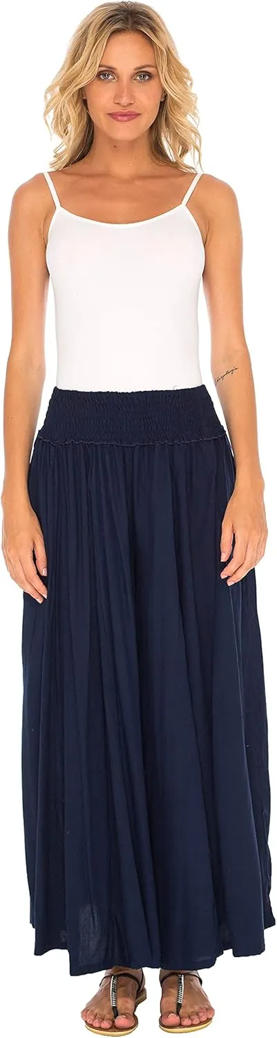 SHU-SHI Womens Palazzo Flowy Summer Pants Wide Leg Lounge Trousers Elastic Waist Side Pockets