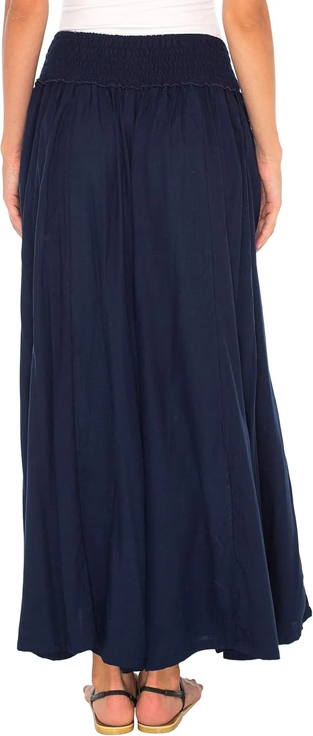 SHU-SHI Womens Palazzo Flowy Summer Pants Wide Leg Lounge Trousers Elastic Waist Side Pockets