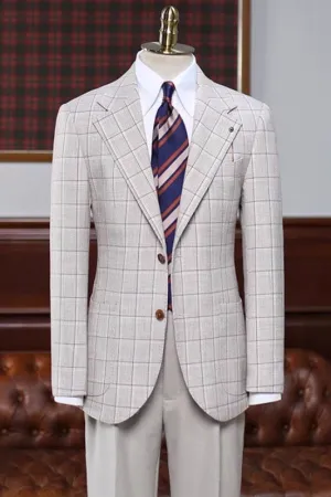 Simple Gray Notched Lapel Plaid Business Suits Men Two Pieces Blazer Party Tuxedos