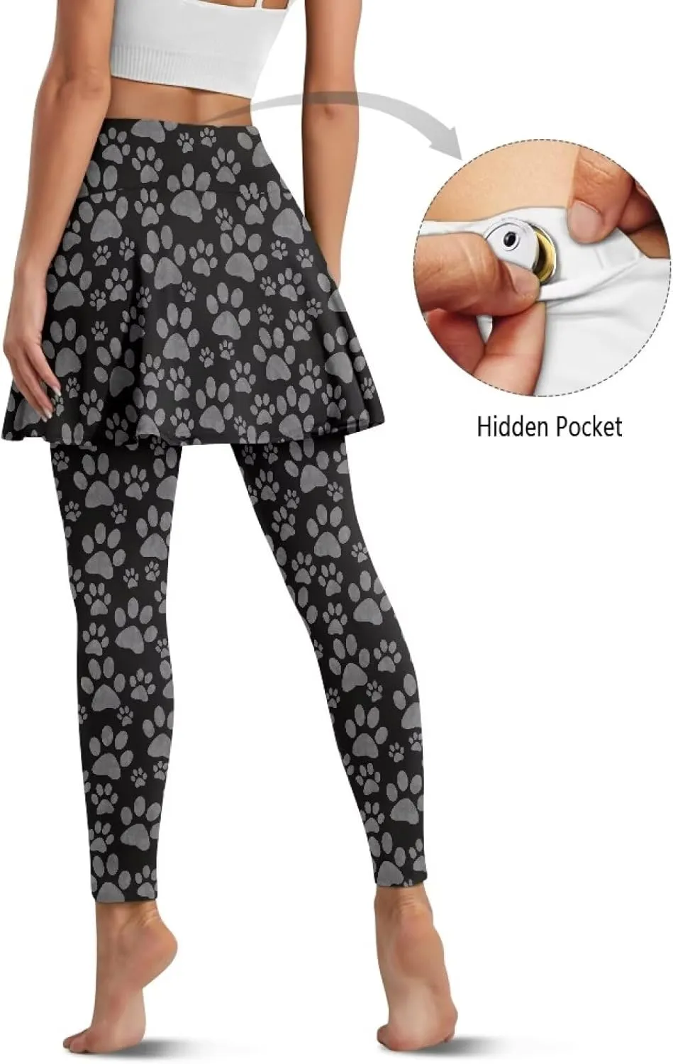 Skirted Leggings for Women Stretchy High Waist Skirted Yoga Pants Breathable Quick Dry Tennis Leggings with Skirt