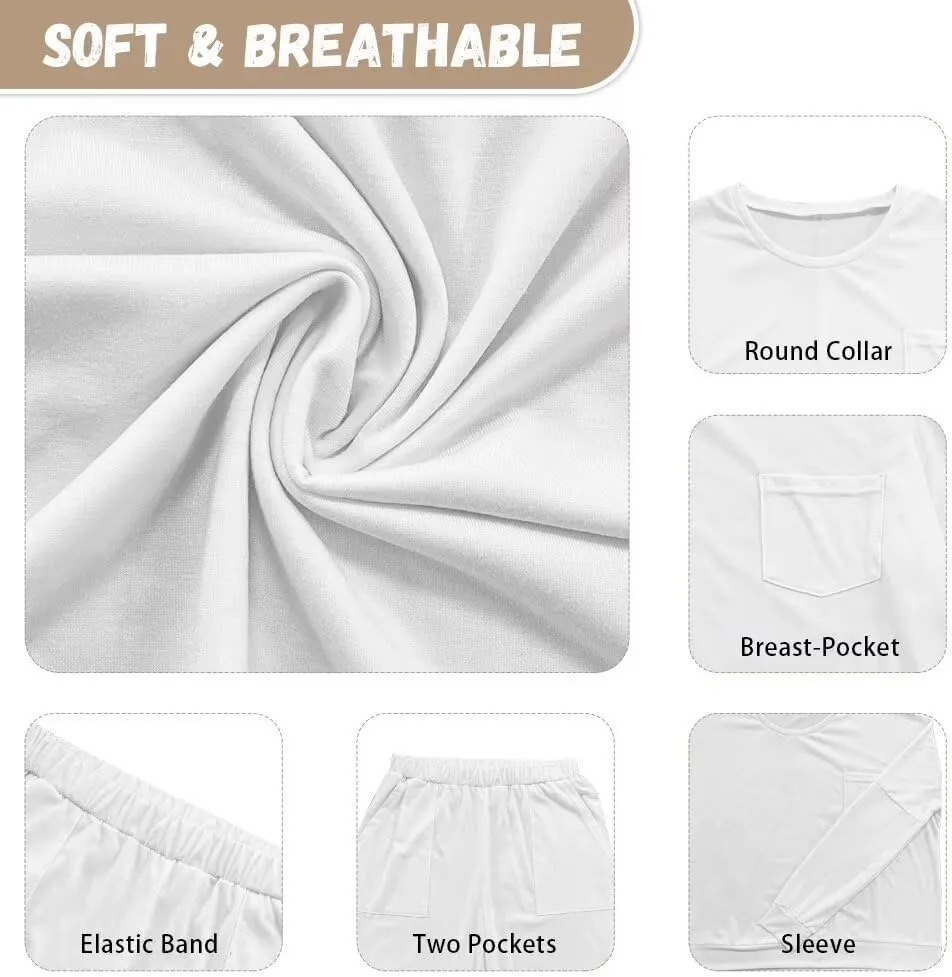 Sleepwear for Women Breathable 2 Piece Pajamas Set Long Sleeve Nightwear for Spring, Autumn, Winter