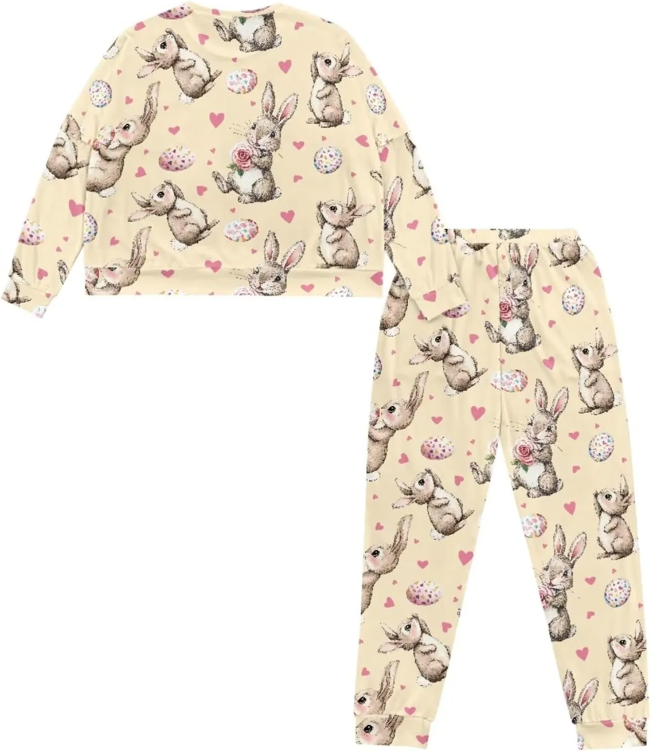 Sleepwear for Women Breathable 2 Piece Pajamas Set Long Sleeve Nightwear for Spring, Autumn, Winter