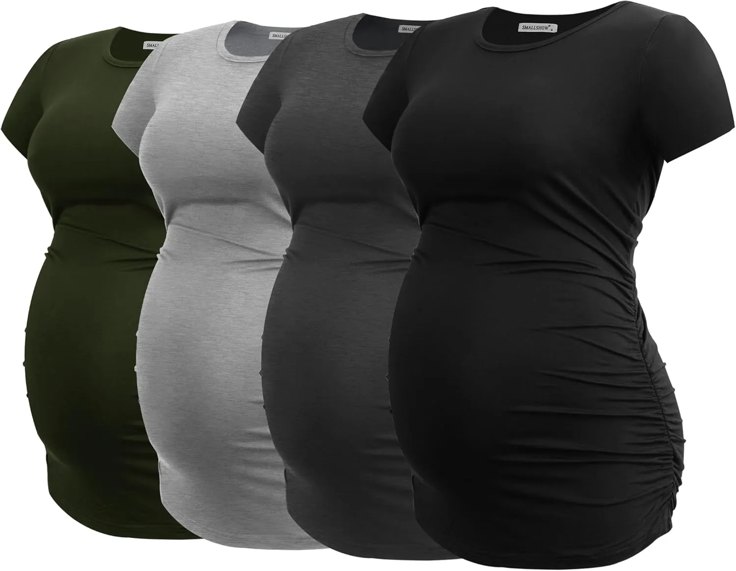 Smallshow Women's 4 Pack Maternity Shirts Short Sleeve Pregnancy Tops Clothes