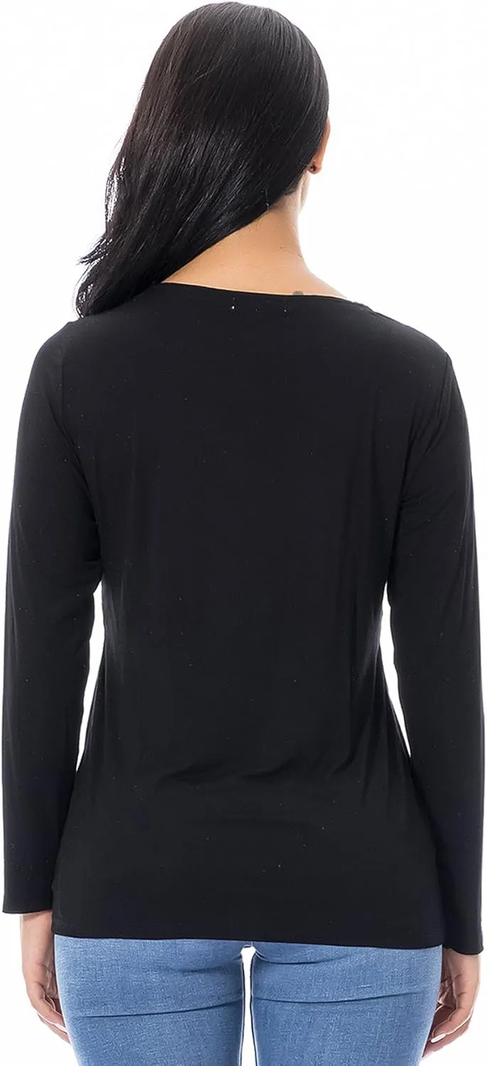 Smallshow Women's Nursing Tops Long Sleeve Shirts for Breastfeeding 3-Pack