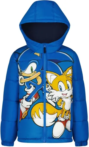 Sonic the Hedgehog Boys Heavyweight Puffer Hooded Bubble Jacket Winter Coat