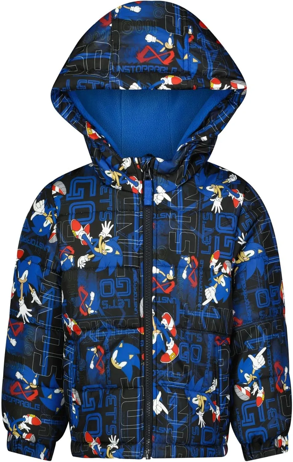 Sonic the Hedgehog Boys Heavyweight Puffer Hooded Bubble Jacket Winter Coat