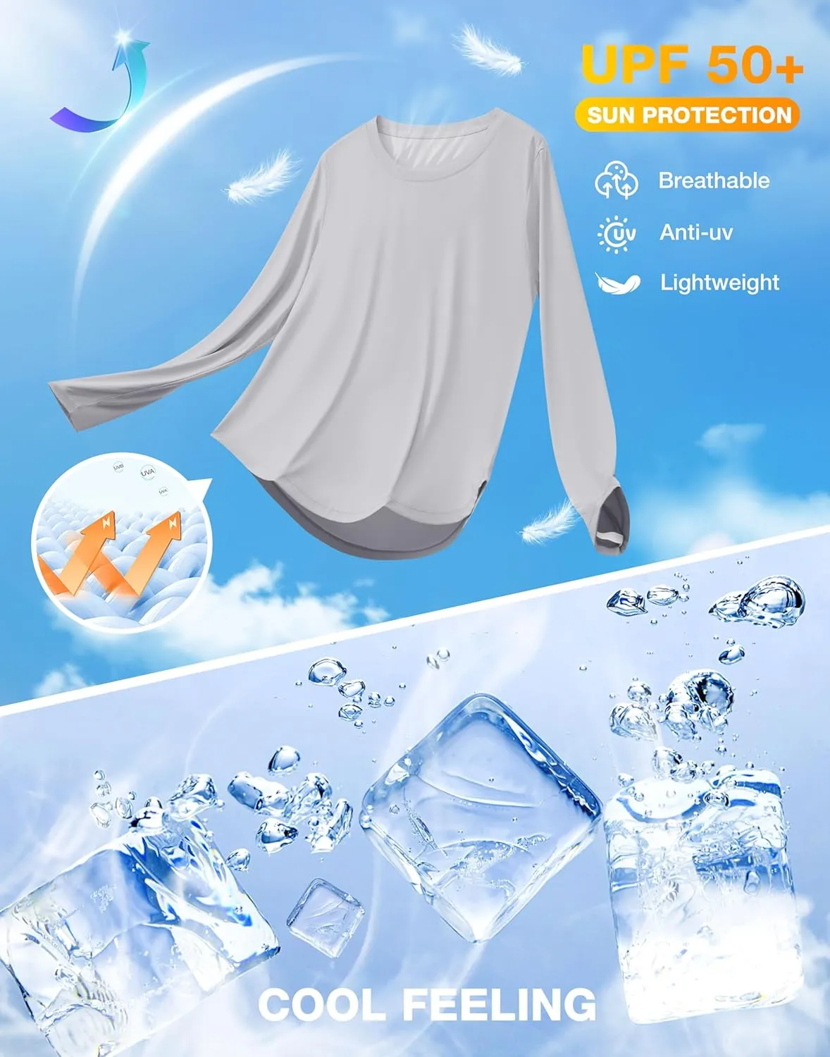 Soothfeel Women's UPF 50  Sun Shirts Long Sleeve SPF UV Protection Rash Guard Lightweight Quick Dry Hiking Workout Tops
