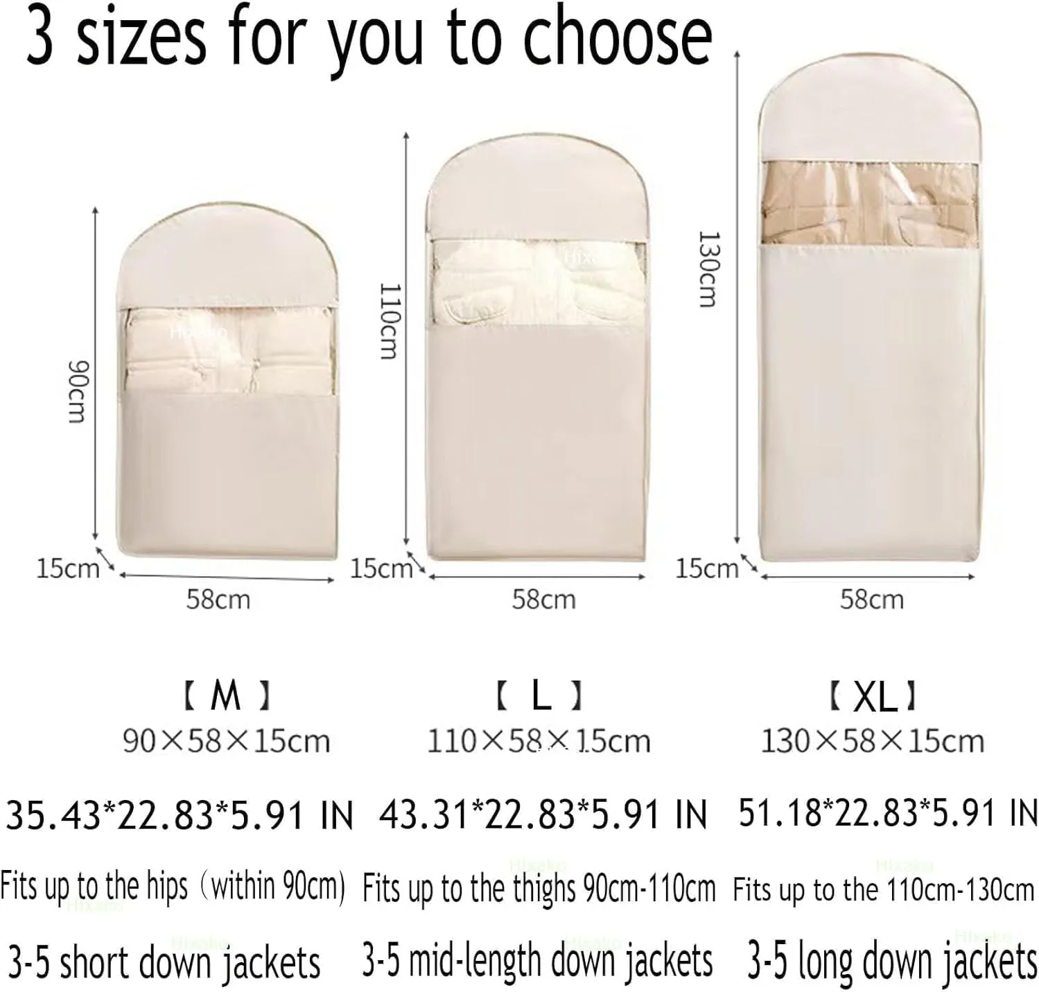Space Saving Hanging Garment Bag with Self Compression Zipper, Dust Cover Clothes Bags for Down Coat, Space Saver Closet Organizer, Heavy Duty Garment Bags for Storage (pink,X-Large)