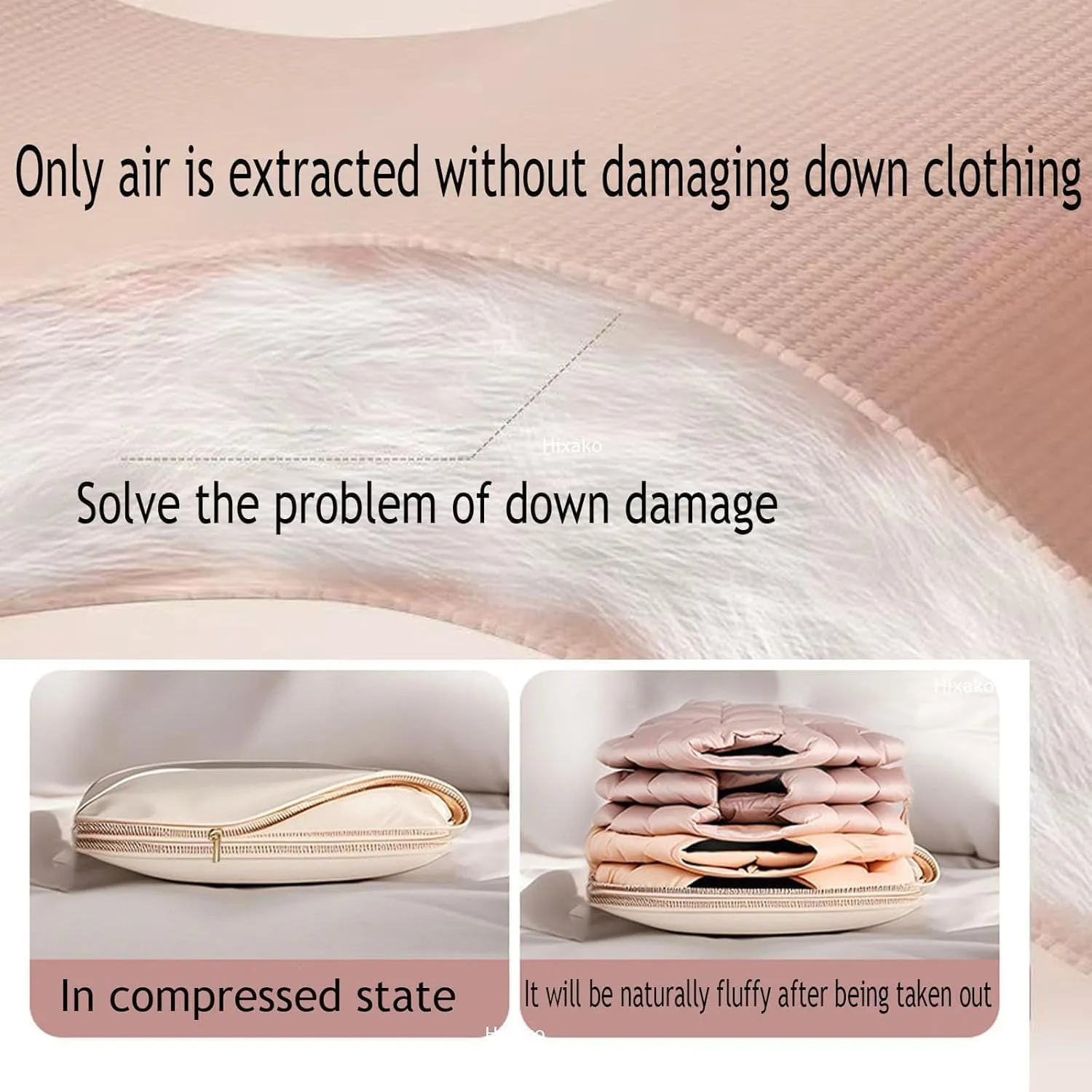 Space Saving Hanging Garment Bag with Self Compression Zipper, Dust Cover Clothes Bags for Down Coat, Space Saver Closet Organizer, Heavy Duty Garment Bags for Storage (pink,X-Large)