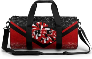 Sports Duffel for Cheerleaders, Cheer Bag for Women, Travel Duffle Bag, Weekender Bag, Cheerleading Gym Bag (Black&Red)