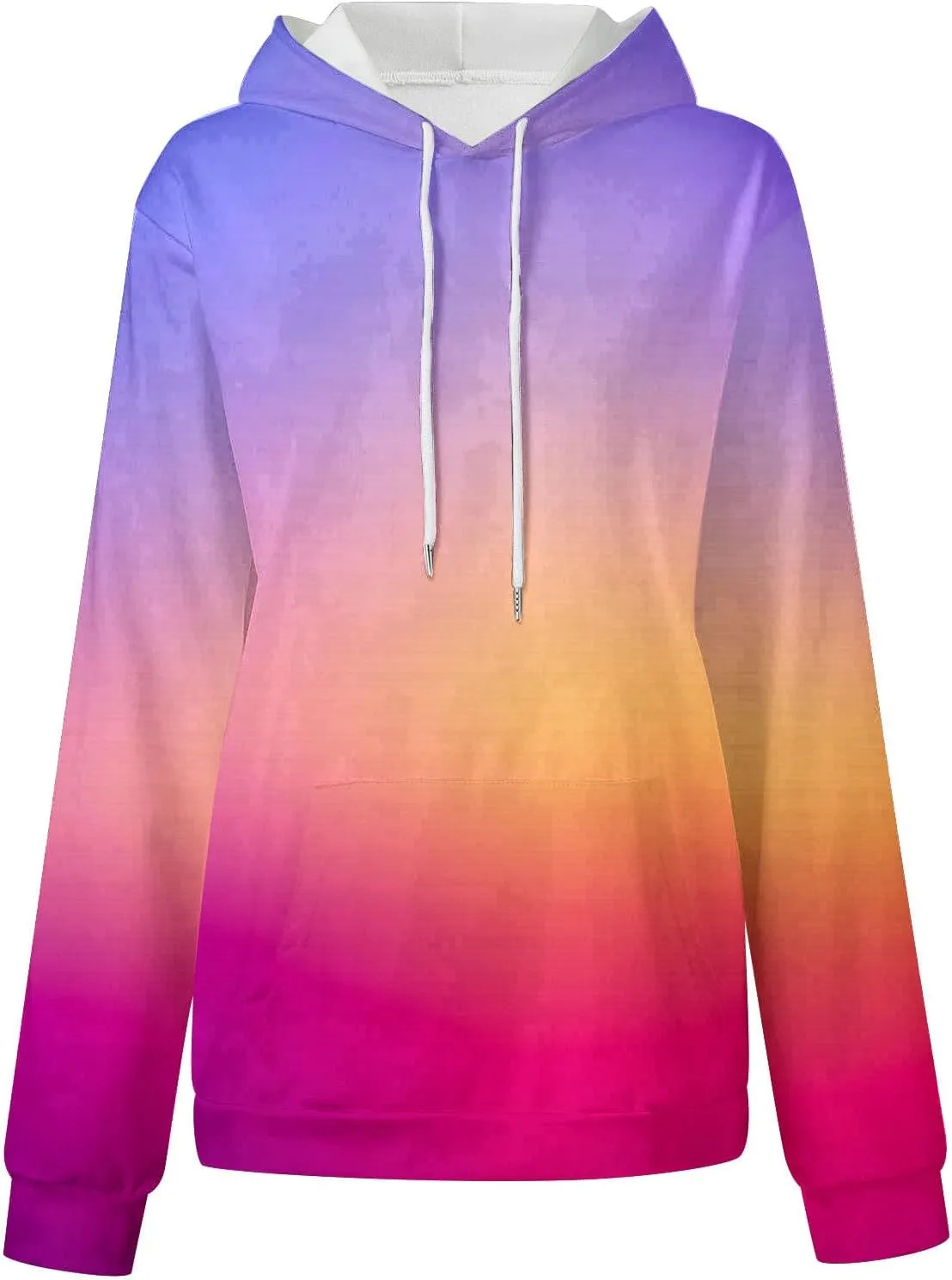 Stessotudo Oversized Hoodies for Women Casual Gradient Pullover Sweatshirts with Pocket Long Sleeve Trendy Y2K Hooded Tops