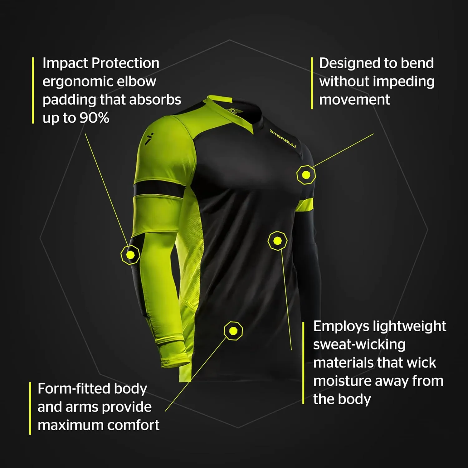 Storelli ExoShield Gladiator Goalkeeper Jersey, High-Impact Protection, Sweat-Wicking, Breathable Athletic Shirt for Soccer
