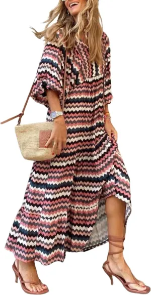 Summer Dresses for Women 2024 Casual Beach Flowy Maxi Dress Hawaiian Sun Dresses Ladies Club Party Dress