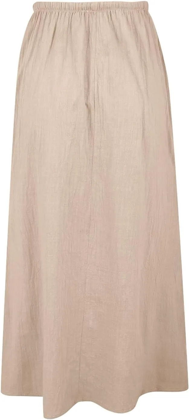 Summer Skirts for Women 2025 Casual Linen Maxi Skirts A Line Dresses Drawstring Waist Boho Long Flowy Skirt