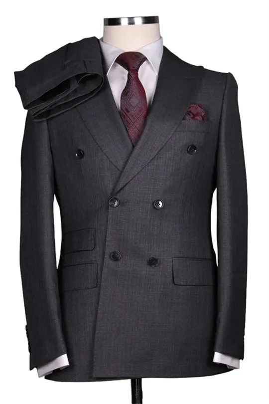 Suzhoufashion Abel Navy Blue Double Breasted Close Fitting Formal Men Suits