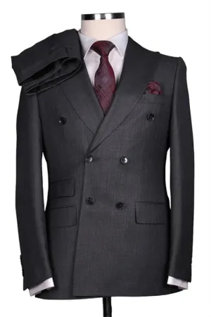 Suzhoufashion Abel Navy Blue Double Breasted Close Fitting Formal Men Suits