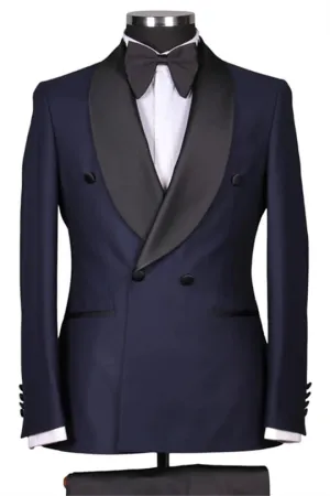 Suzhoufashion Addison Blue Peaked Lapel Double Breasted Business Men Suits
