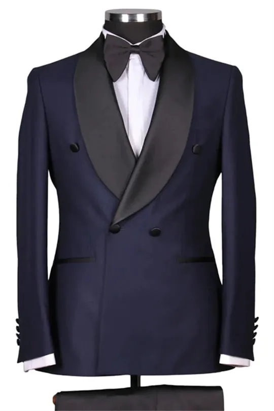 Suzhoufashion Addison Blue Peaked Lapel Double Breasted Business Men Suits