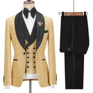Suzhoufashion Yael Burgundy And Black Double Breasted Men Suits For Prom