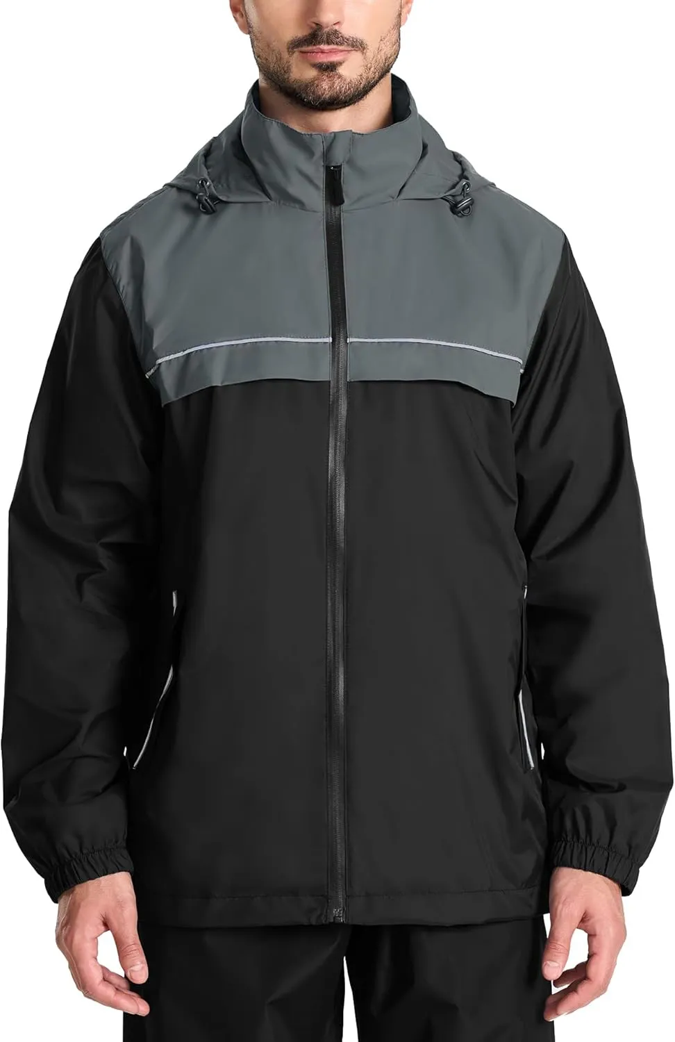 SWISSWELL Mens Rain Jacket Waterproof Windbreaker Hidden Hooded Lightweight Breathable Rain Coat for Golf Hiking Cycling