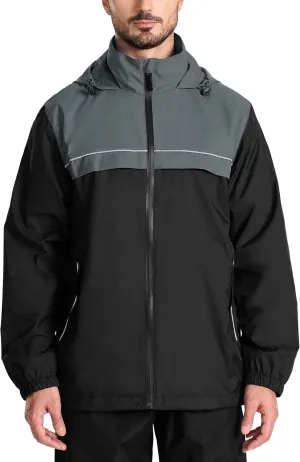 SWISSWELL Mens Rain Jacket Waterproof Windbreaker Hidden Hooded Lightweight Breathable Rain Coat for Golf Hiking Cycling