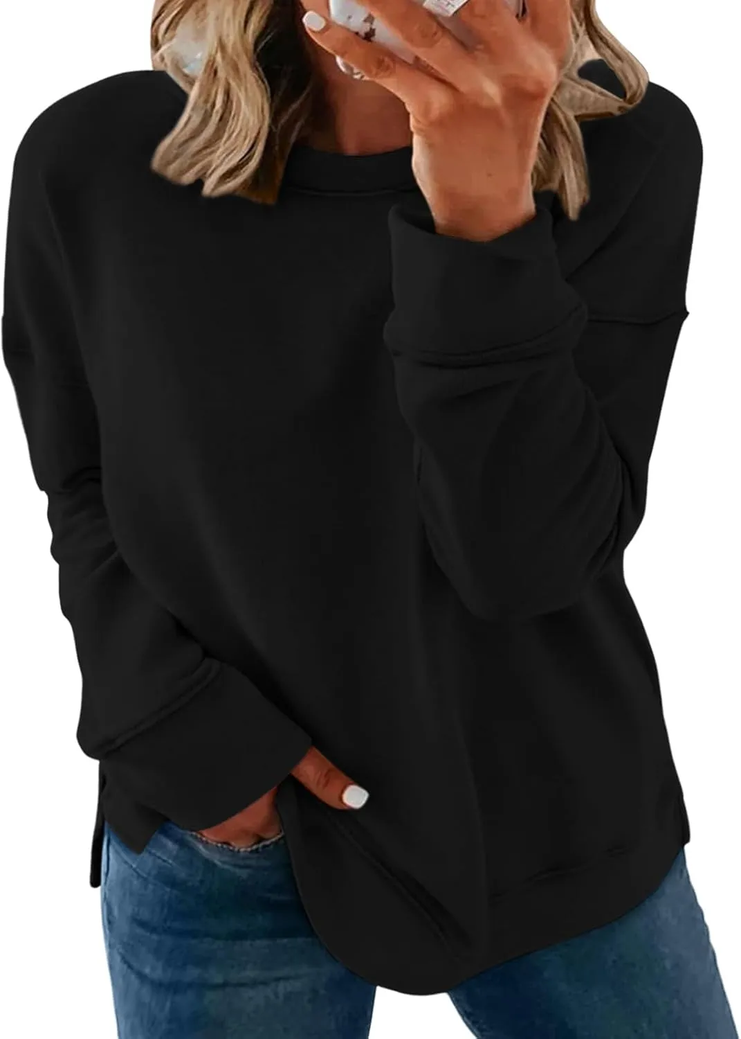 TAKEYAL Plus Size Sweatshirt for Women Oversized Casual Crew Neck Drop Shoulder Pullover Teen Girls Clothes